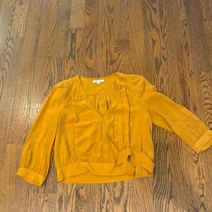 Madewell Mustard Wrap-Front 100% Silk Blouse